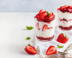 healthy toast with strawberry, cottage cheese and honey