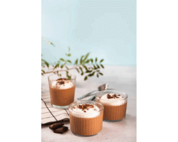 homemade delicious chocolate mousse panna cotta pudding whipped cream in a glasses - cottage cheese chocolate pudding