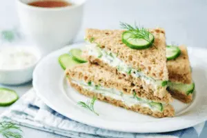 In this image show Cucumber sandwich